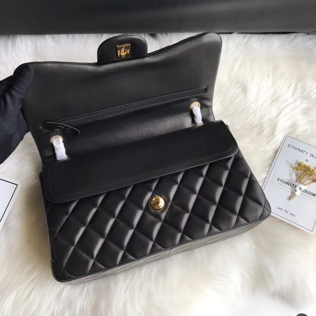 Chanel Lambskin 30cm Classic Flap Bag A1113 Black