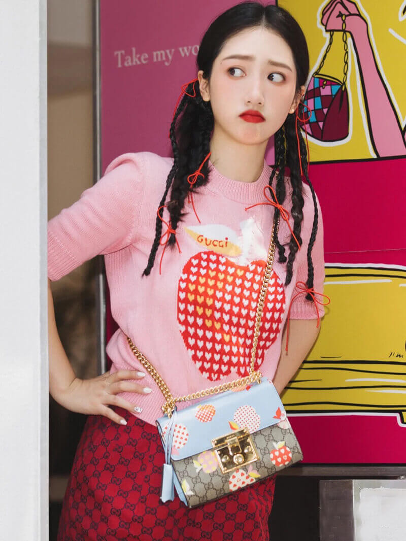 Gucci Padlock Heart Apple Pattern Small Shoulder Bag 409487