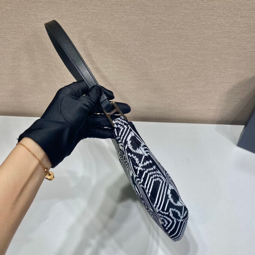 Prada Cleo Jacquard Knit and Leather Bag 1BC499