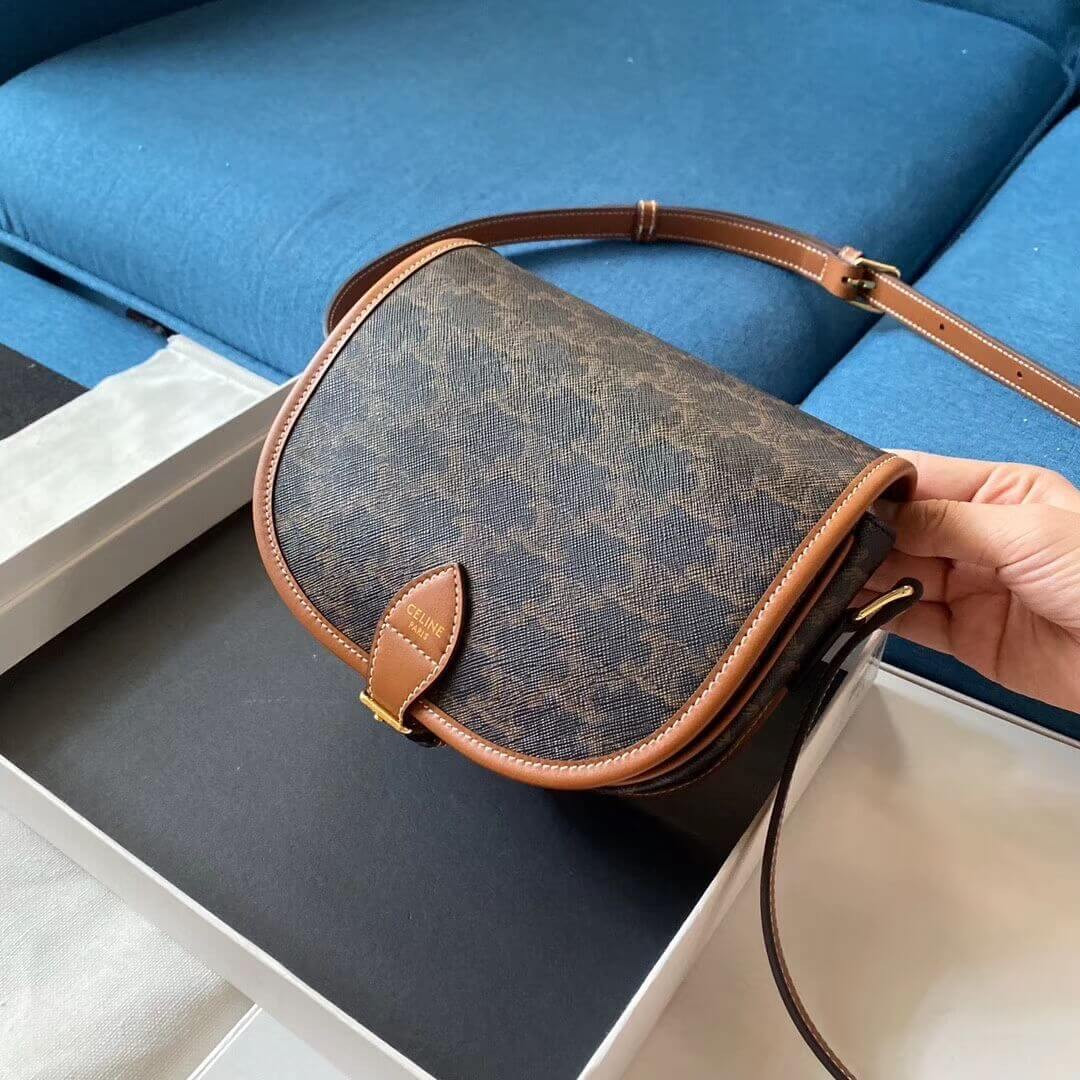 Celine Medium Folco Bag In Triomphe Canvas 191502