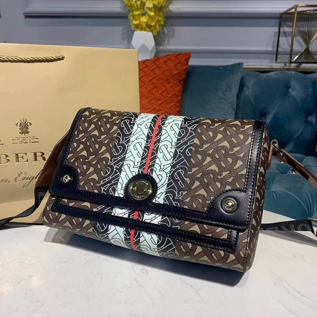 Burberry Monogram Stripe E-canvas Note Crossbody Bag 80193661