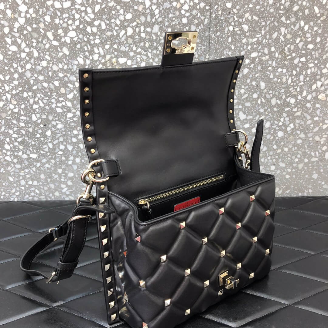Valentino Garavani Candystud Printed Quilted Leather Shoulder Bag 0550V
