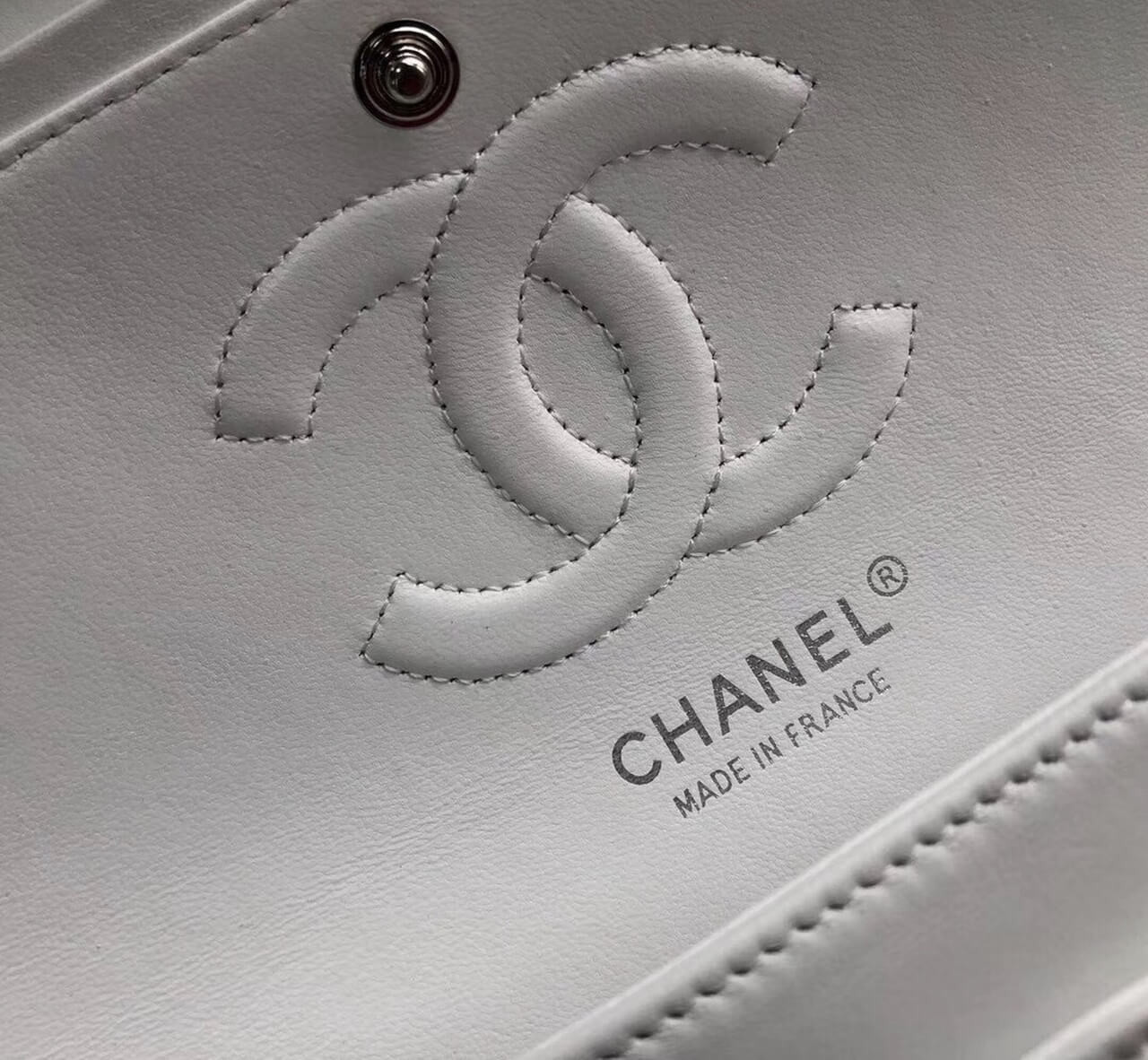 Chanel 1112 White Medium Size 2.55 Lambskin Leather Flap Bag