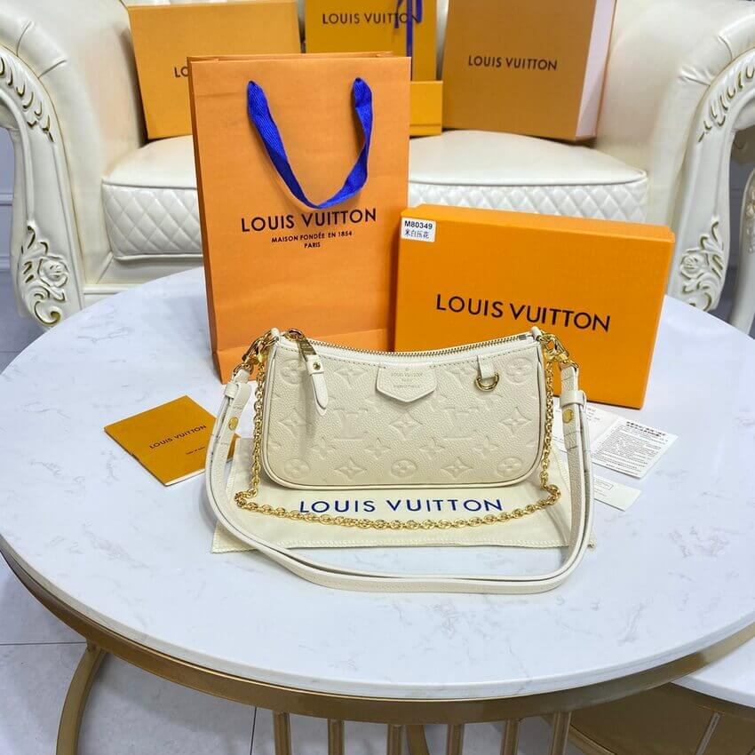Louis Vuitton Monogram Empreinte Easy Pouch On Strap M81066 Creme