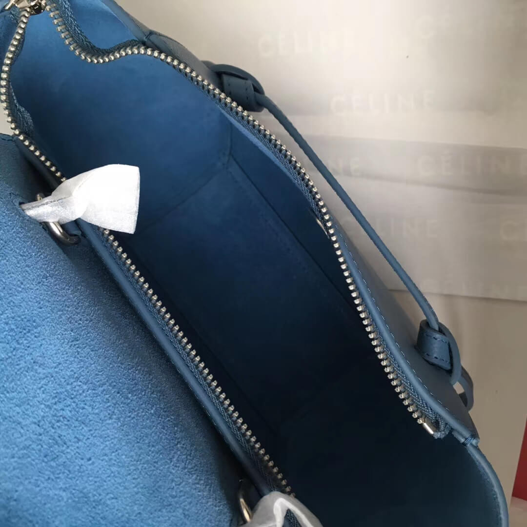 Celine Micro Belt Bag In Grained Calfskin 189153 Petrol