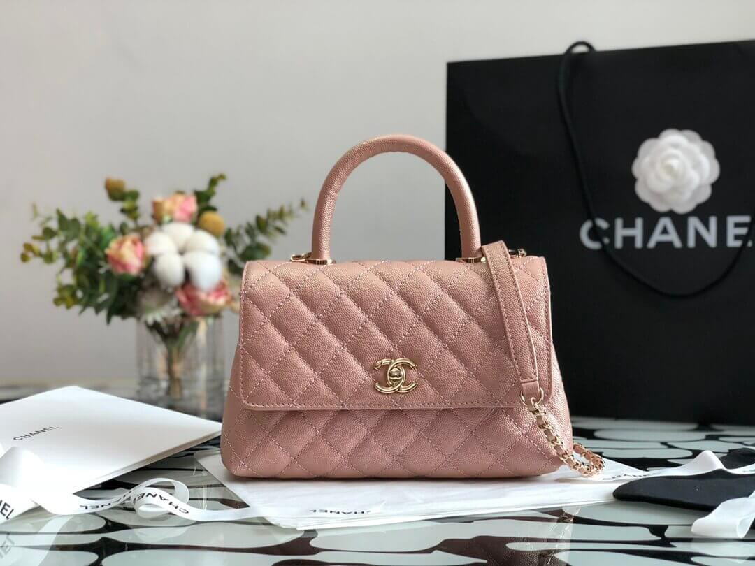 Chanel Grained Calfskin Mini Flap Bag with Top Handle 99003