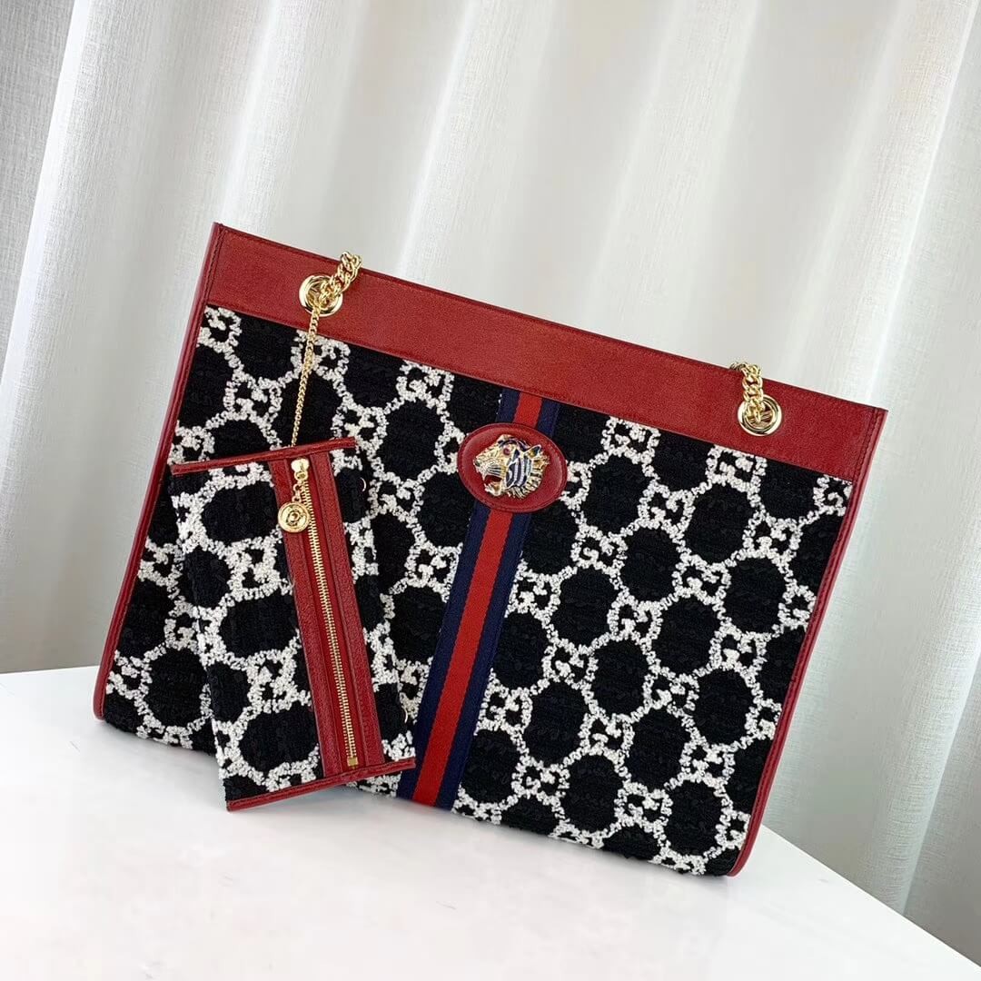 Gucci Rajah GG Tweed Large Tote 537219