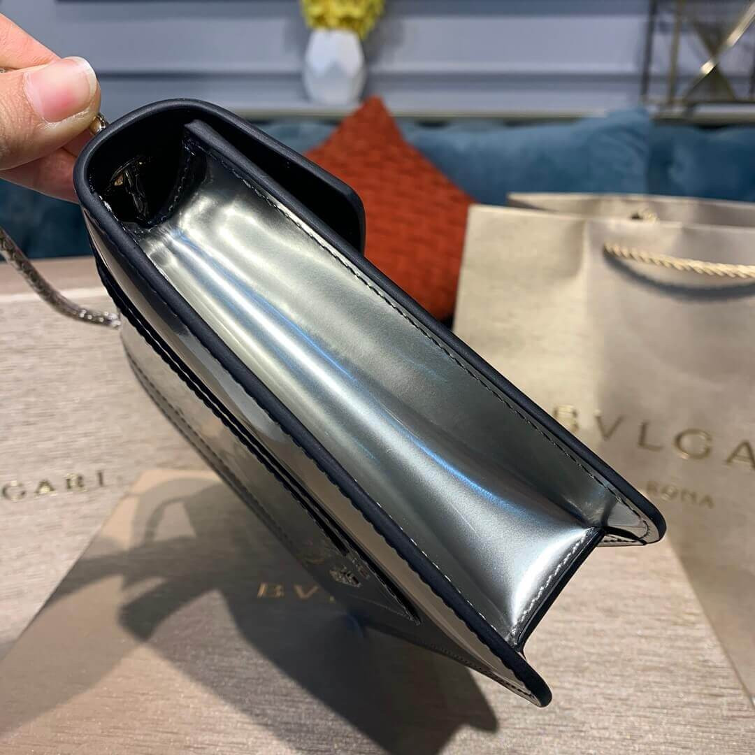 Bvlgari Serpenti Forever 20cm Crossbody Bag in Silver Brushed Metallic 281205