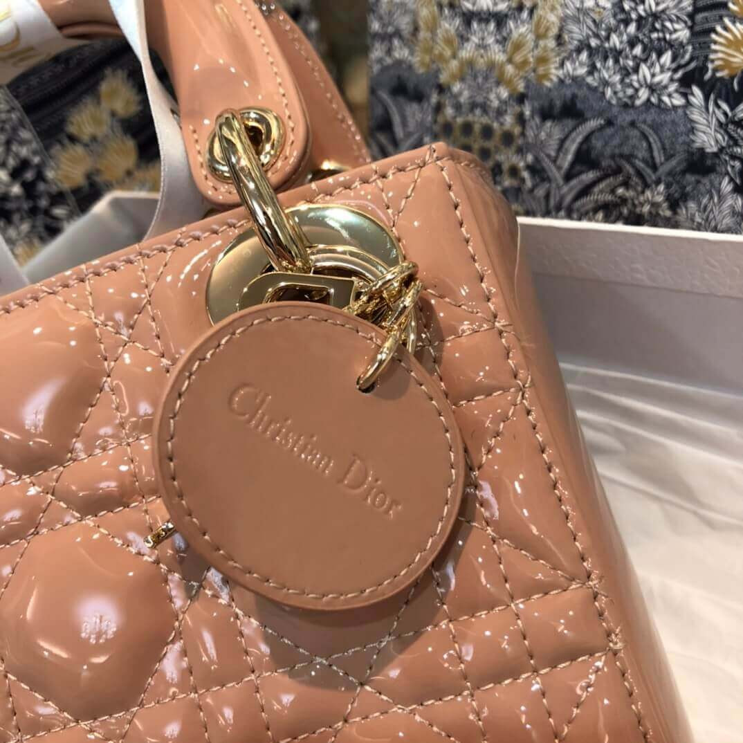 Christian Dior Patent Calfskin Mini Lady Dior Bag M0505
