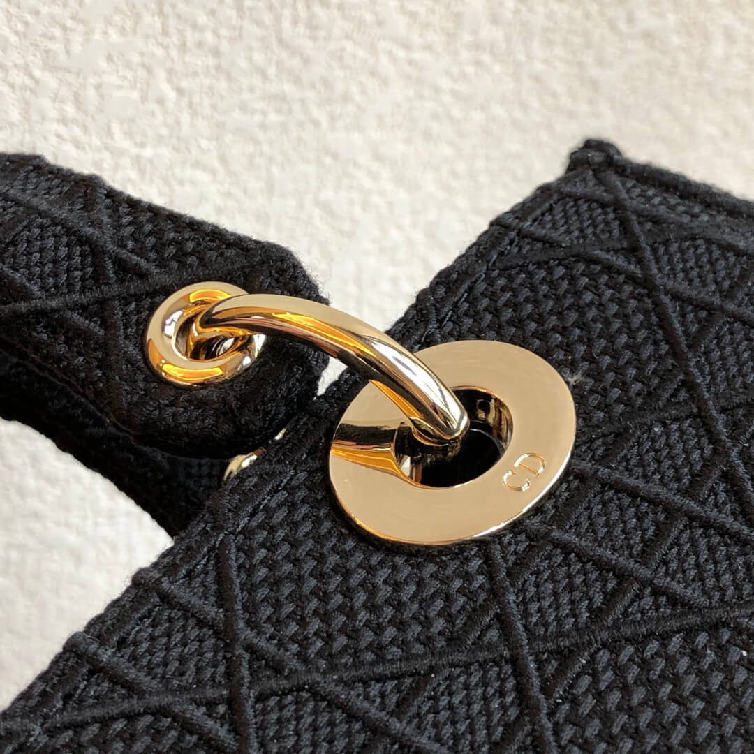 Christian Dior Textile Fabric Medium Lady Dior Bag L4455