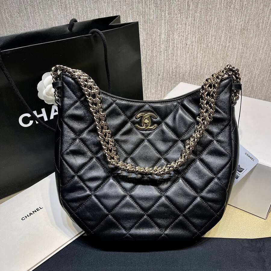 Chanel Hobo Bag in Lambskin AS3153 Black