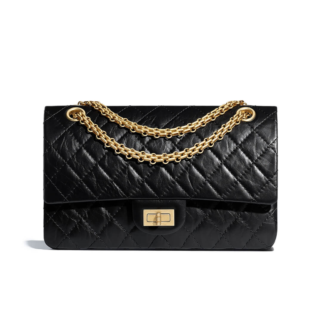Chanel 2.55 Aged Calfskin Leather Flap Bag A37586