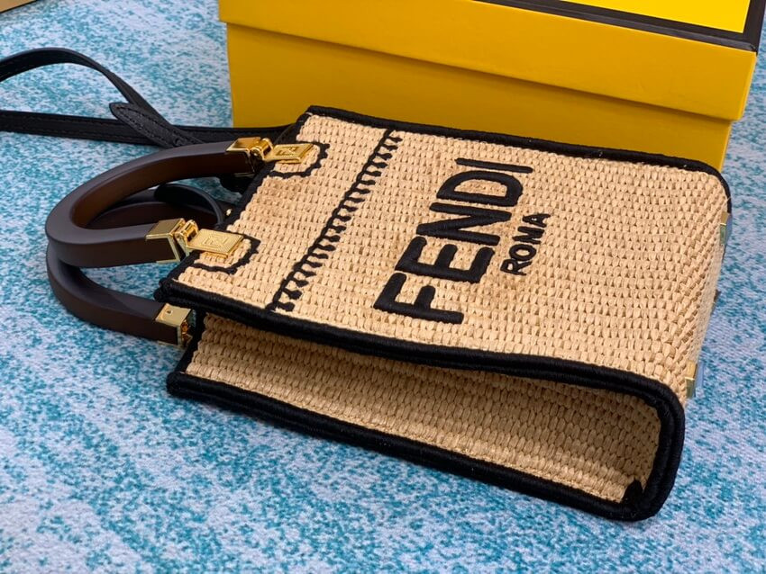 Fendi Sunshine Mini Woven Tote 8BS051 Beige