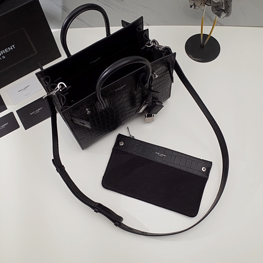 Saint Laurent Sac De Jour Souple Baby In Crocodile Embossed Leather 477477