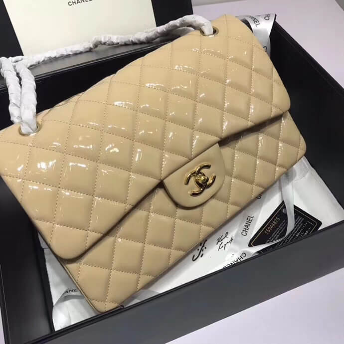 Chanel Pantent Leather 30cm Classic Flap Bag A1113