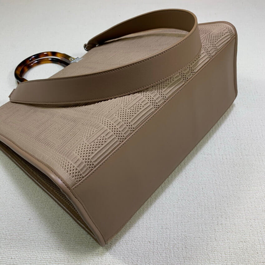 Fendi Medium Sunshine Tote Bag in Apricot FF Fabric 8BH386