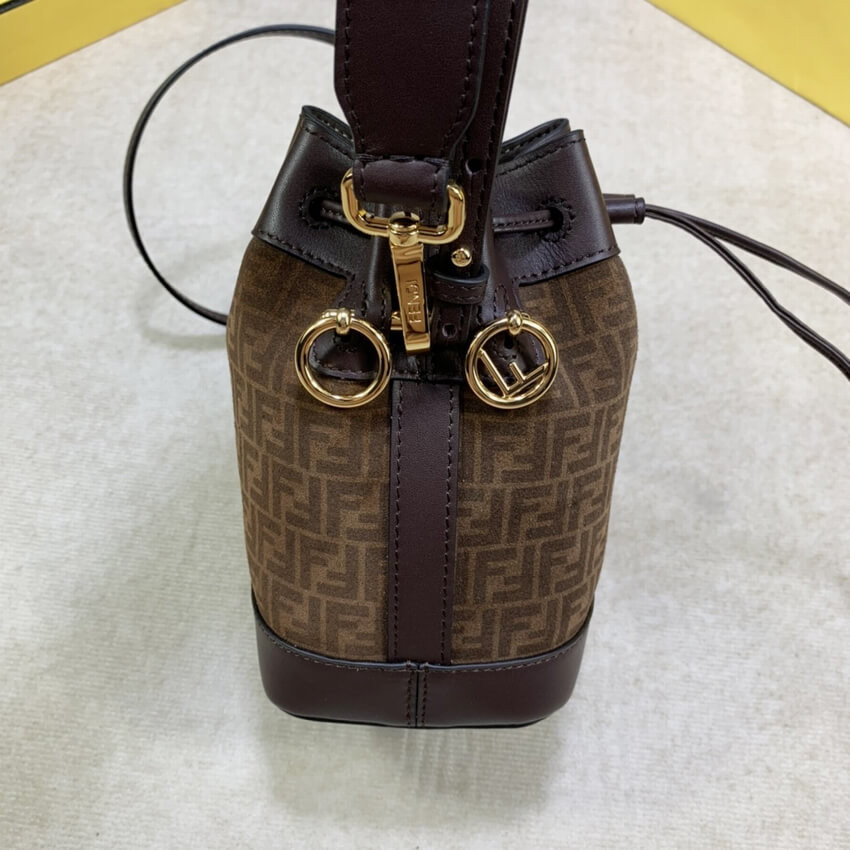 Fendi Mon Tresor Brown Leather Mini-Bag with FF Print 8BS010