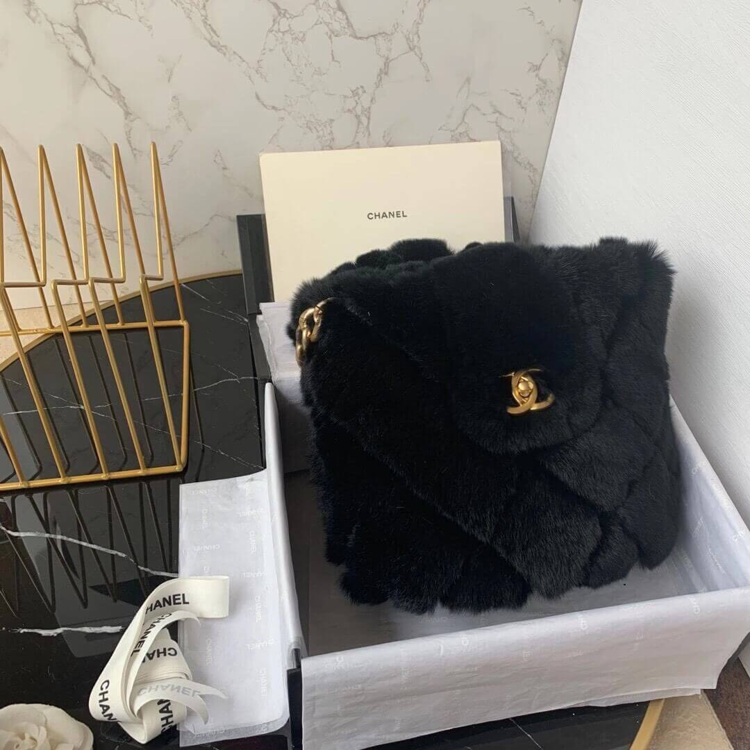 Chanel Shearling Lambskin Bucket Bag AS2241