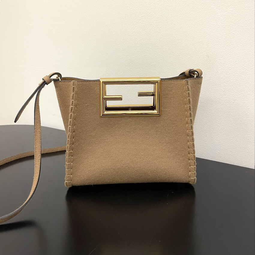 Fendi Beige Flannel Small Way Bag 8BS054