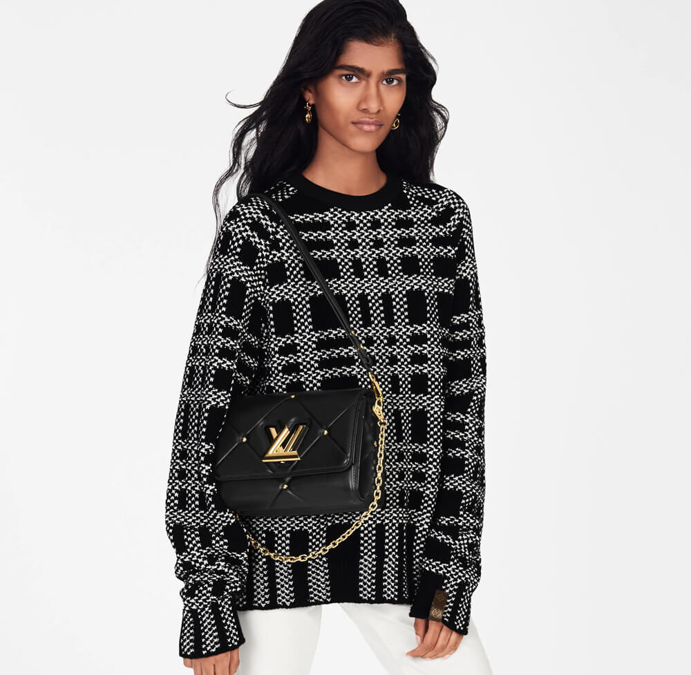 Louis Vuitton Sheepskin Leather Twist MM M59029 Black