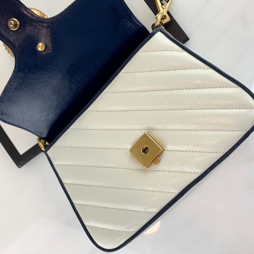 Gucci GG Marmont Mini Top Handle Bag 583571 White