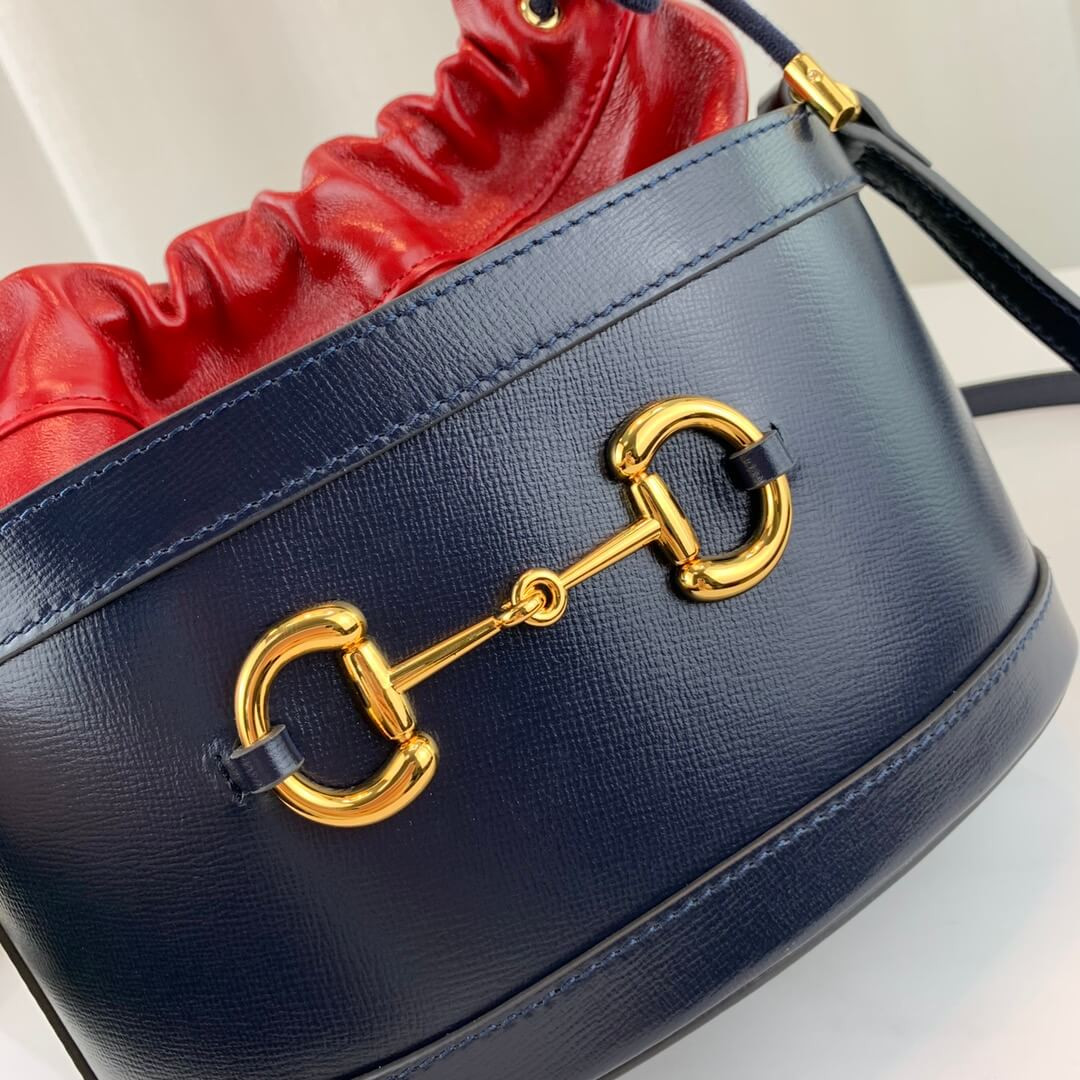 Gucci 1955 Horsebit Bucket Bag 602118 Blue/Red