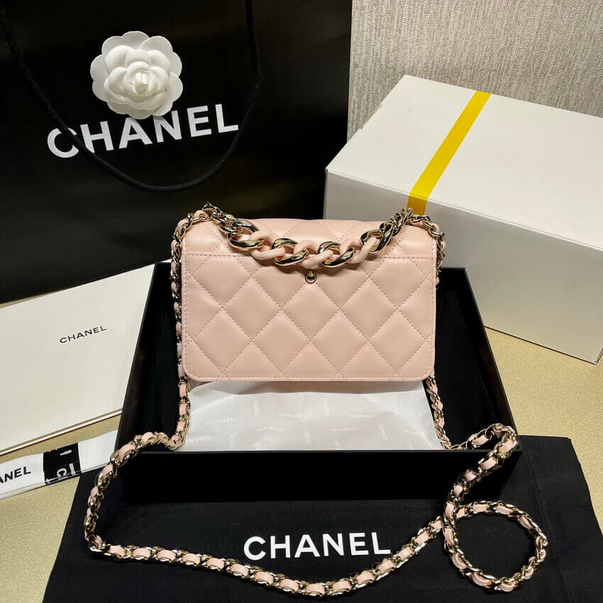 Chanel Lambskin Plexi Quilted Wallet On Chain WOC AP2377