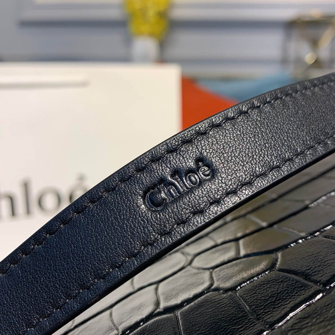 Chloe Small Tess Bag In Embossed Croco A876