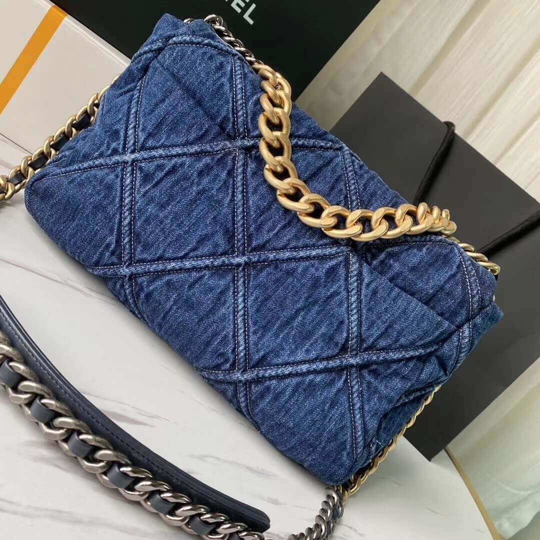Chanel 19 Large Flap Bag AS1161 Denim