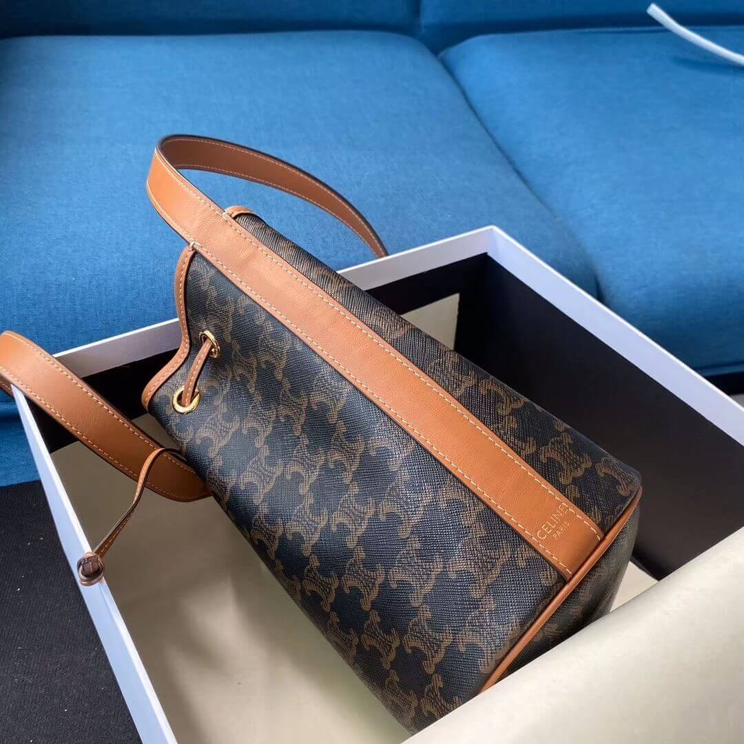 Celine Small Drawstring Bag In Triomphe Canvas 191142