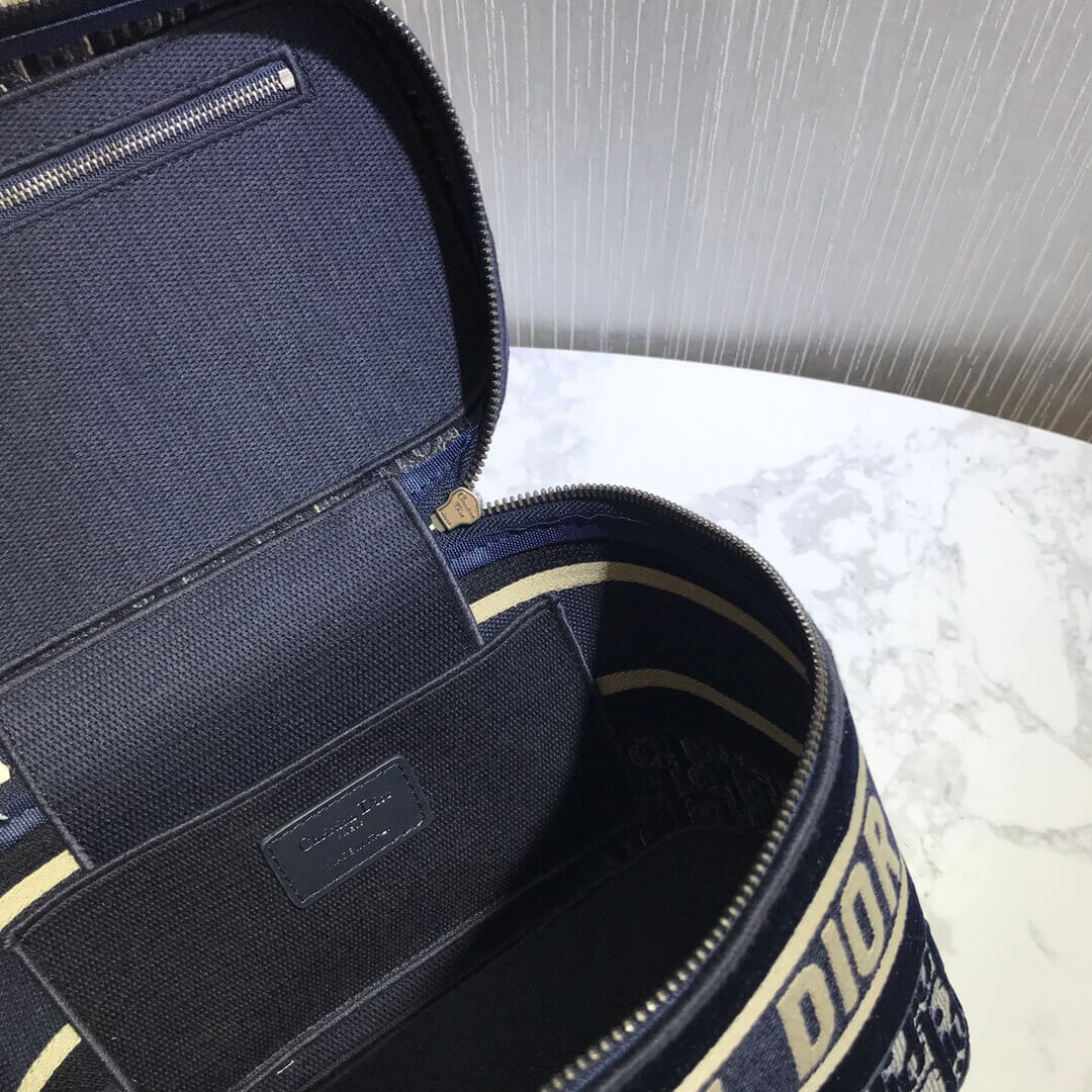 Dior Oblique Embroidered Velvet Diortravel Vanity Case S5480V
