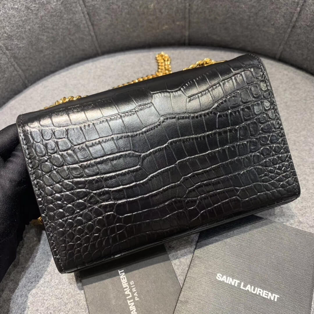 Saint Laurent Small Kate Tassel Chain Bag In Crocodile Leather 354120