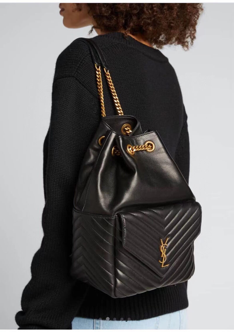 YSL Saint Laurent Joe Backpack 672609 In Black Lambskin