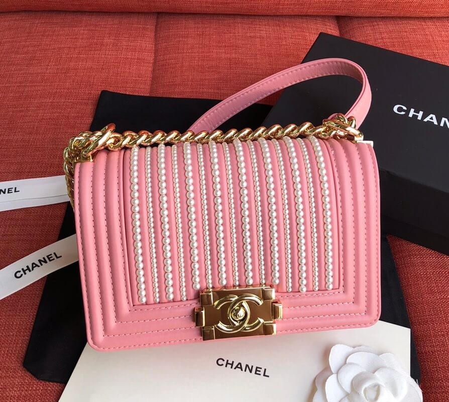 Chanel Imitation Pearls Small Boy Chanel Handbag A67085