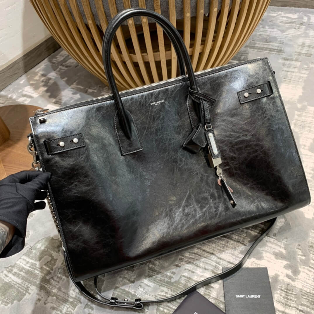 Saint Laurent Sac De Jour Souple 36 Duffle Bag In Moroder Leather 491714