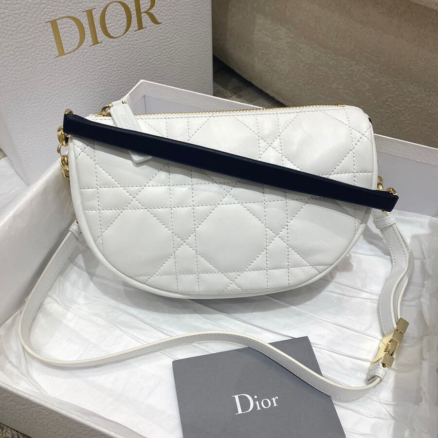 Christian Dior Small Vibe Hobo Bag M7200 White Cannage Lambskin
