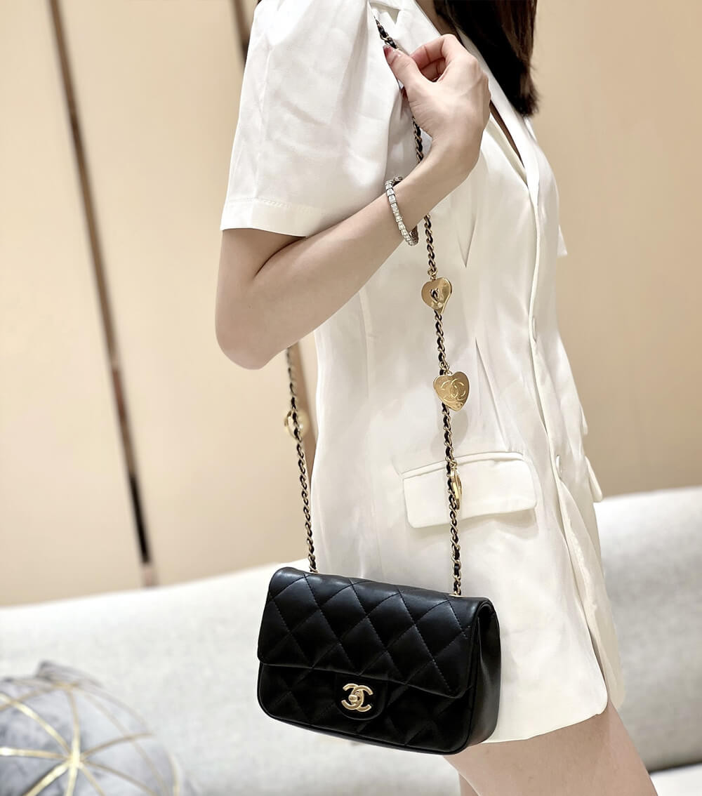 Chanel Mini Flap Bag 20cm Heart Chain AS3457