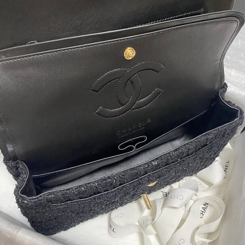 Chanel  Classic Flap Bag in Black Tweed 1112
