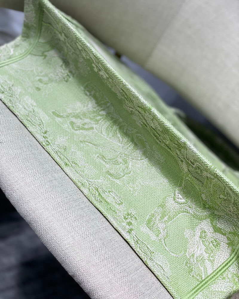 Dior Book Tote Lime Toile de Jouy Reverse Embroidery M1286