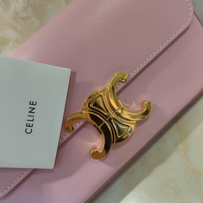Celine Triomphe Shoulder Bag In Shiny Calfskin 194143 Lavender Grey