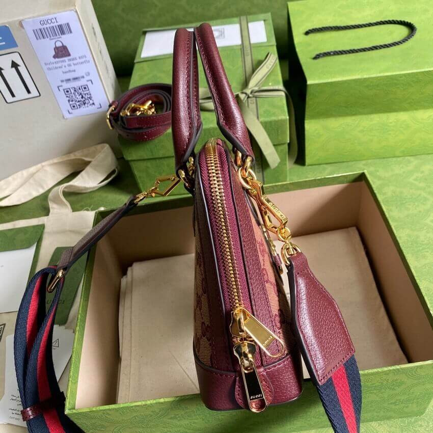 Gucci Horsebit 1955 GG Mini Bag 677212 in Burgundy GG Canvas