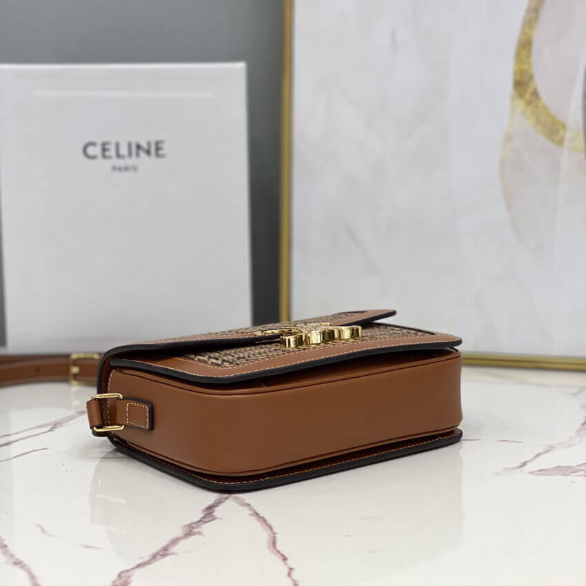 Celie Teen Triomphe Bag in Triomphe Textile and Calfskin 188882 Brown/Tan