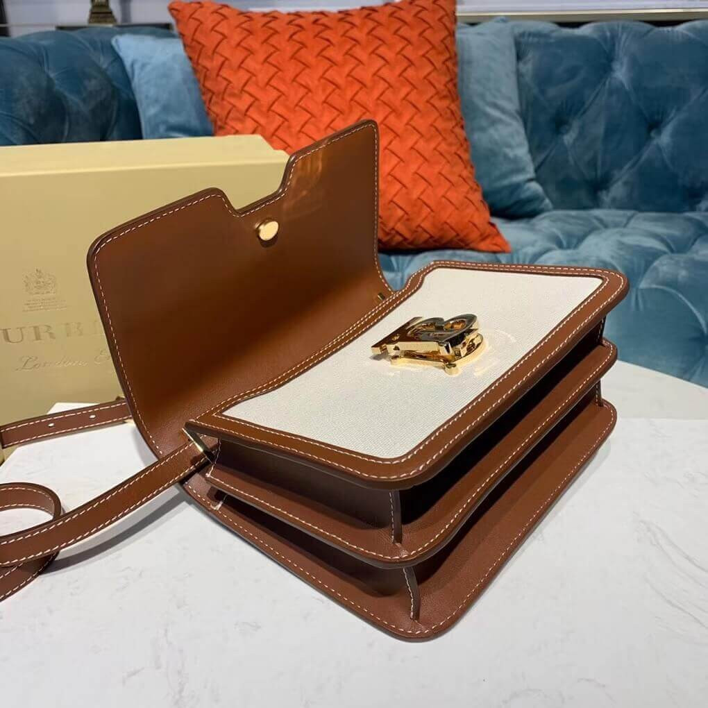 Burberry Small Two-tone Canvas and Leather TB Bag 80146401