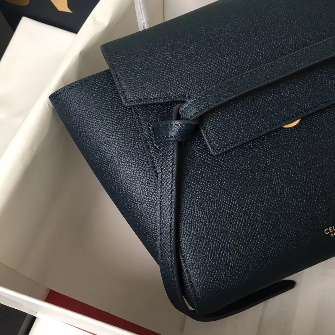 Celine Micro Belt Bag In Grained Calfskin 189153 Navy Blue