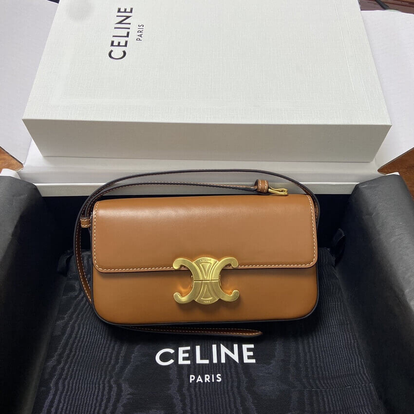 Celine Triomphe Shoulder Bag In Natural Calfskin 194143