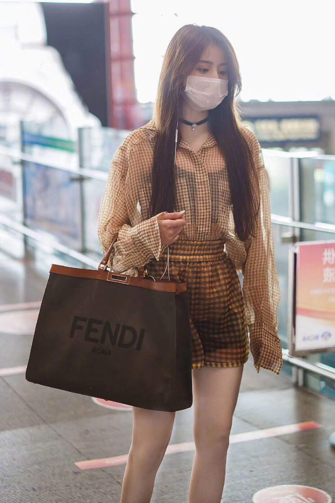 Fendi Peekaboo X Tote in Green Canvas 8BH374
