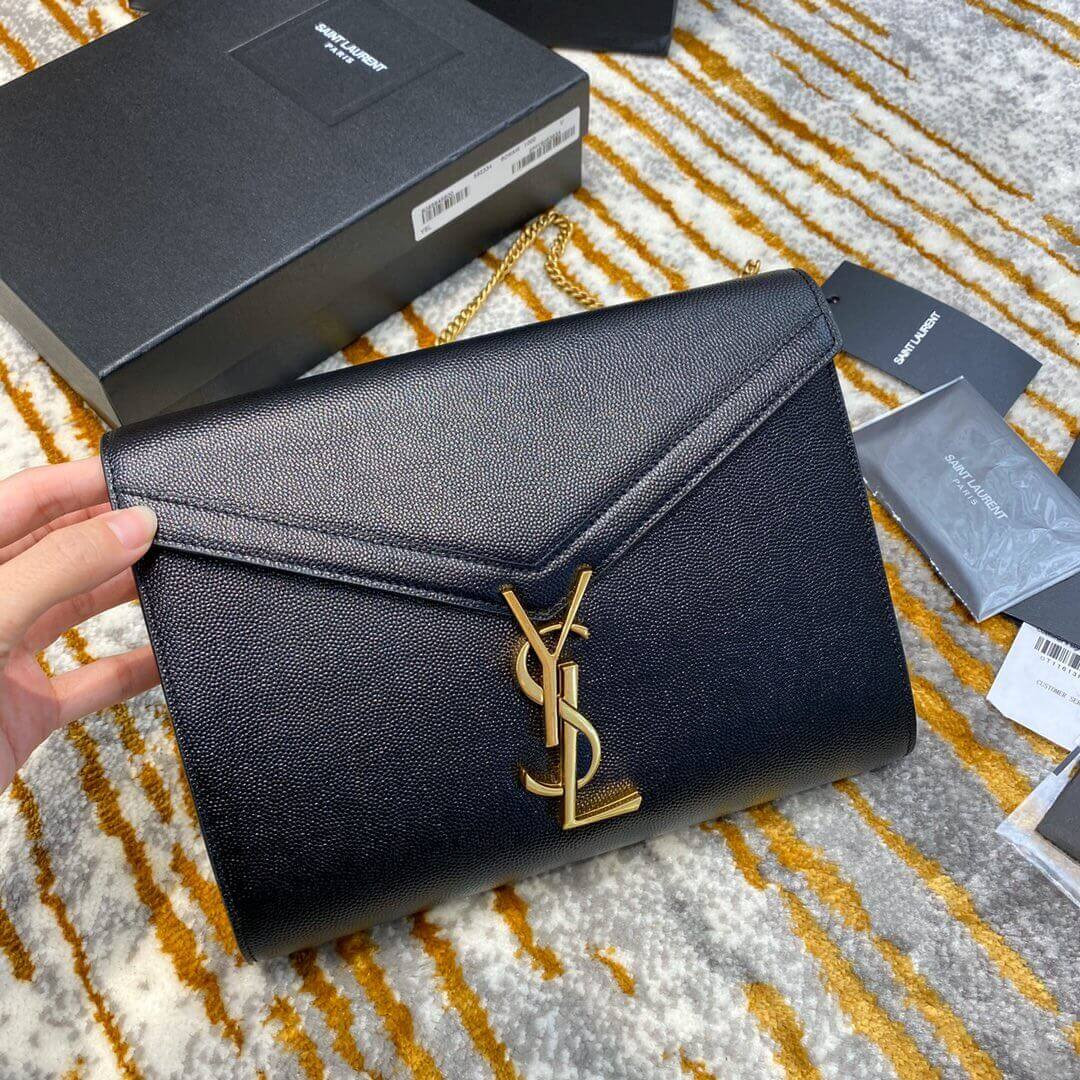 YSL Saint Laurent Cassandra Wallet On Chain In Grain Leather 582334