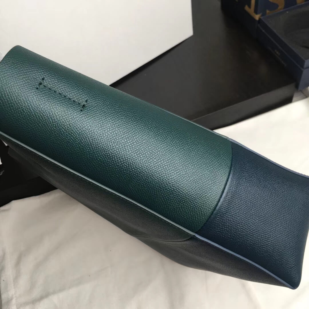 Celine Small Cabas In Grained Calfskin 189813 Green/Blue