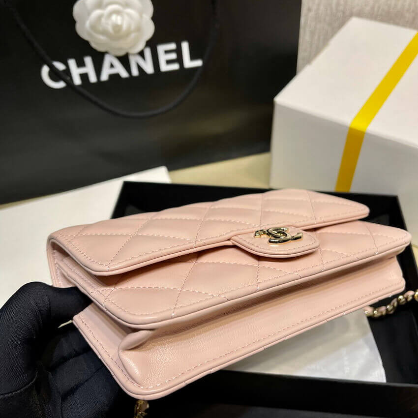 Chanel Lambskin Plexi Quilted Wallet On Chain WOC AP2377