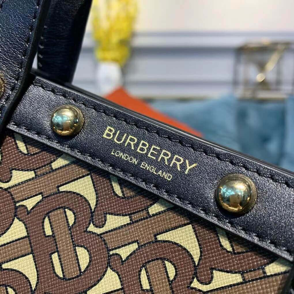 Burberry Small Monogram Print E-canvas Portrait Tote Bag 80250681